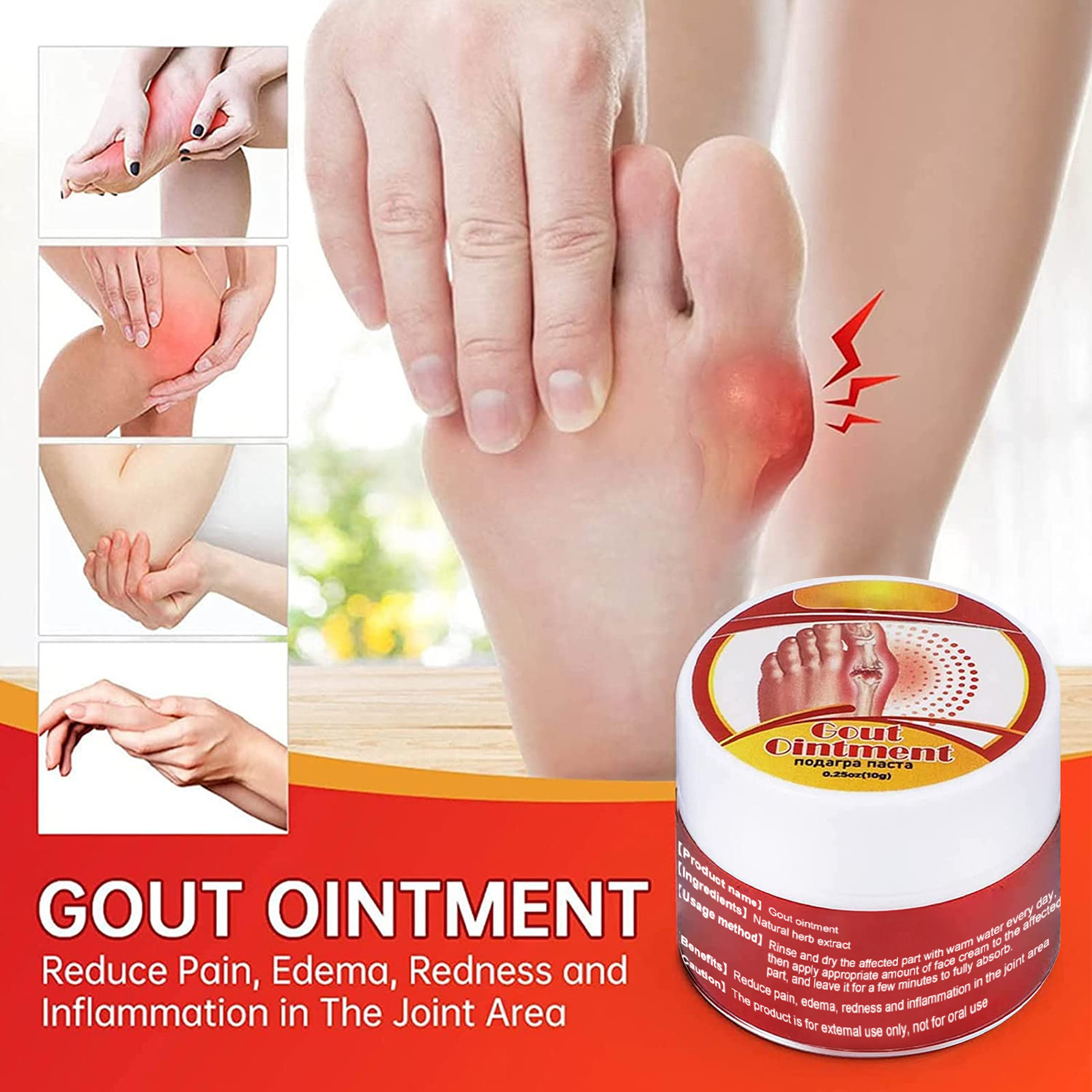 Ouhoe Joint Pain Ointment Activating Collaterals Muscles and Bones Thumb Ankle Joint Stiffness Pain Red Swelling Care Cream