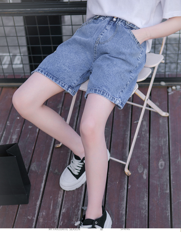 女童牛仔短裤 22夏季新款童装儿童女童牛仔短裤休闲纯色女孩裤子