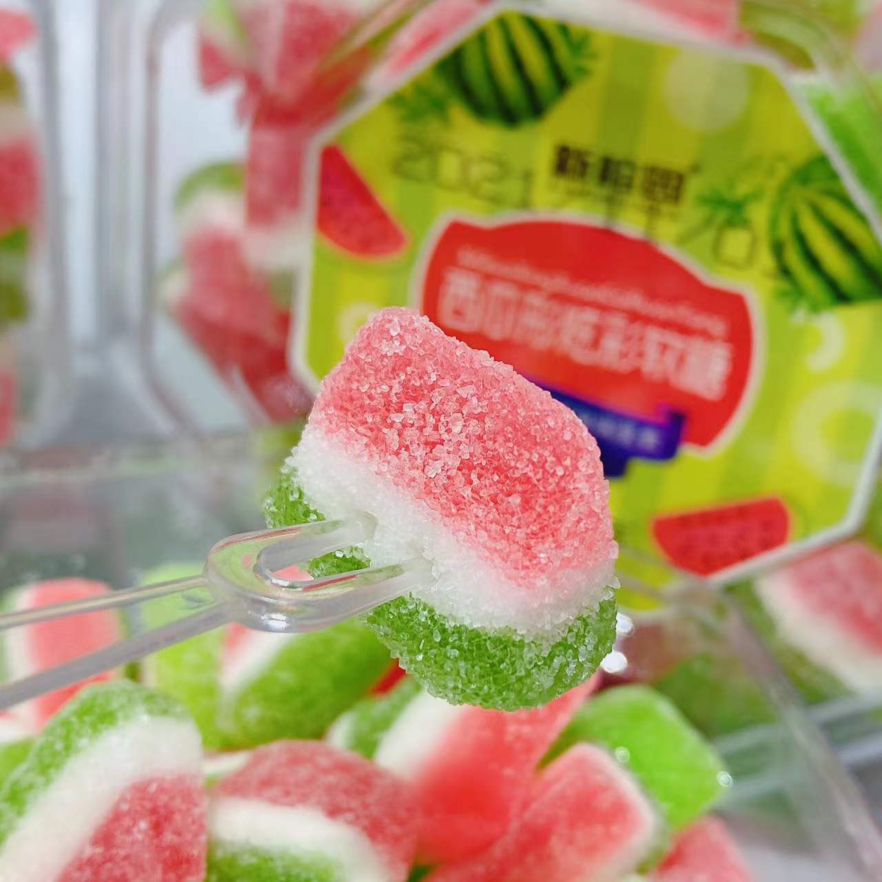 新榕园 西瓜造型橡皮糖200g 儿童果汁软糖qq糖休闲零食水果味软糖
