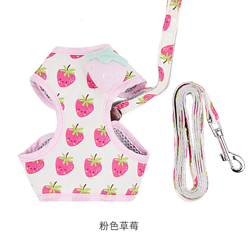 New Dog Rope Small and Medium-Sized Dog Chest Strap Fruit Printed Dog Breast Strap Dog Chest Strap Anti Breaking Loose Adjustable Dog Leash