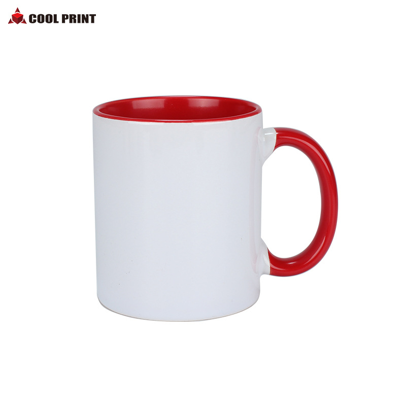 Thermal Transfer Printing round Handle Inner Color Handle White Cup Blank Ceramic Cup Personalized Printing Creative Gift Advertising Coating Water Cup