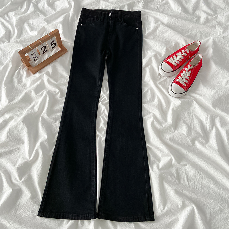 0763 New Flare Pants Women's Autumn and Winter High Waist Slimming Jeans Design Sense Small Pants Fashion