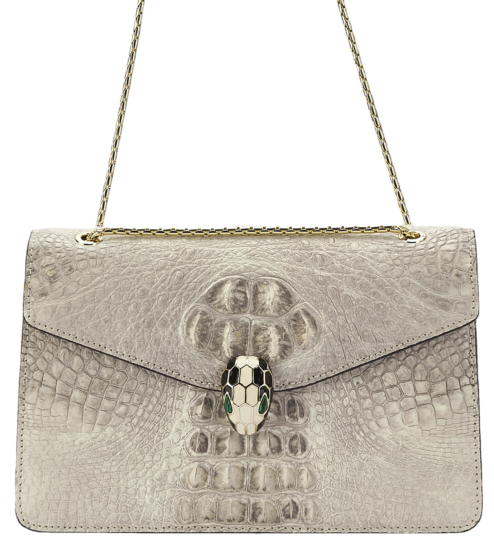 鳄鱼皮女包奢侈品蛇头休闲真皮女包喜马拉雅骨皮时尚单肩斜跨链条