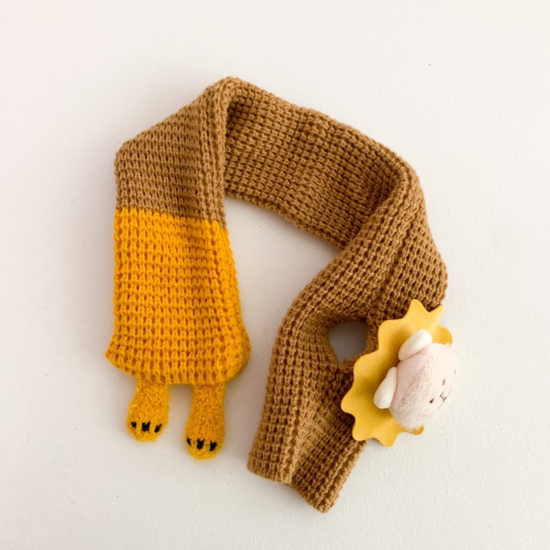 婴儿围巾秋冬保暖宝宝围脖可爱超萌小狮子毛线男童女童儿童围巾潮