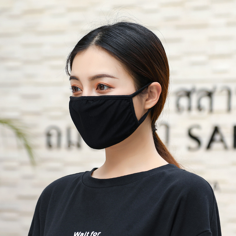 现货黑色莫代尔双层棉质防尘口罩春夏韩版可水洗防护薄款透气冰凉