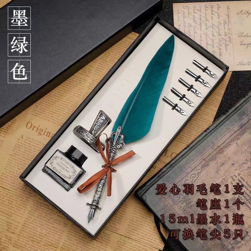 European Retro Feather Pen Set Pen Gift Box Harry Potter Mechanical Punk Sulu Water Pen Factory Wholesale