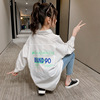 2021 Spring and autumn season Children's clothing new pattern girl Korean Edition letter printing Lapel shirt Large children Western style shirt