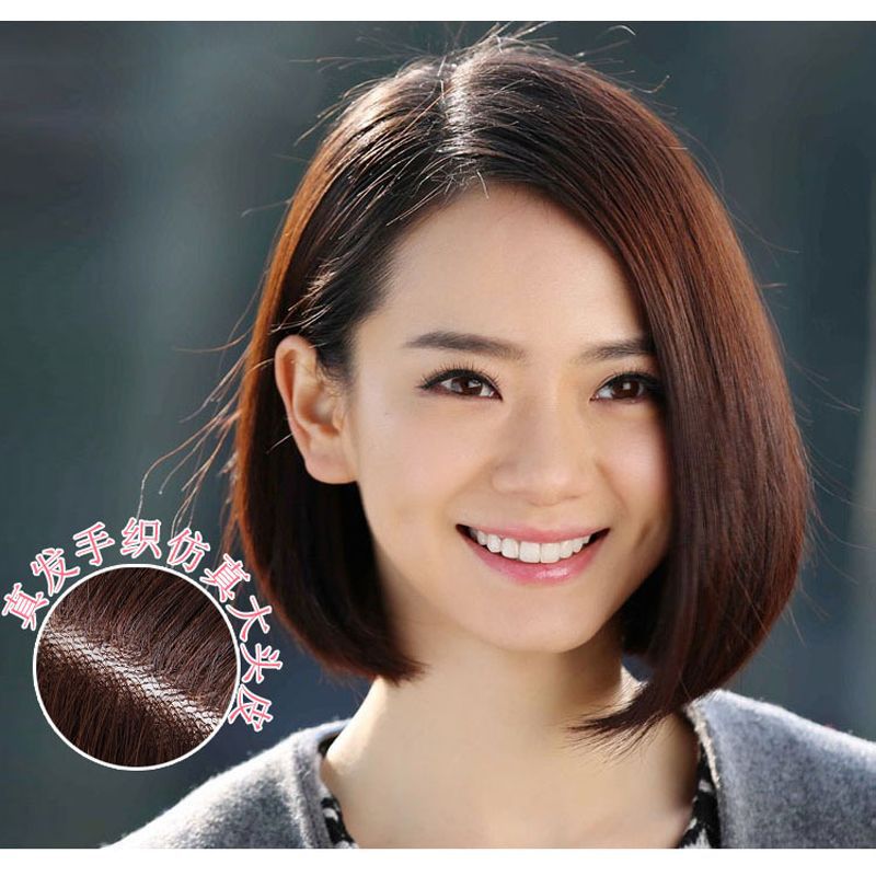 女短发偏分仿真头皮假发修脸真发蓬松bobo头真发丝内扣韩版杨幂16