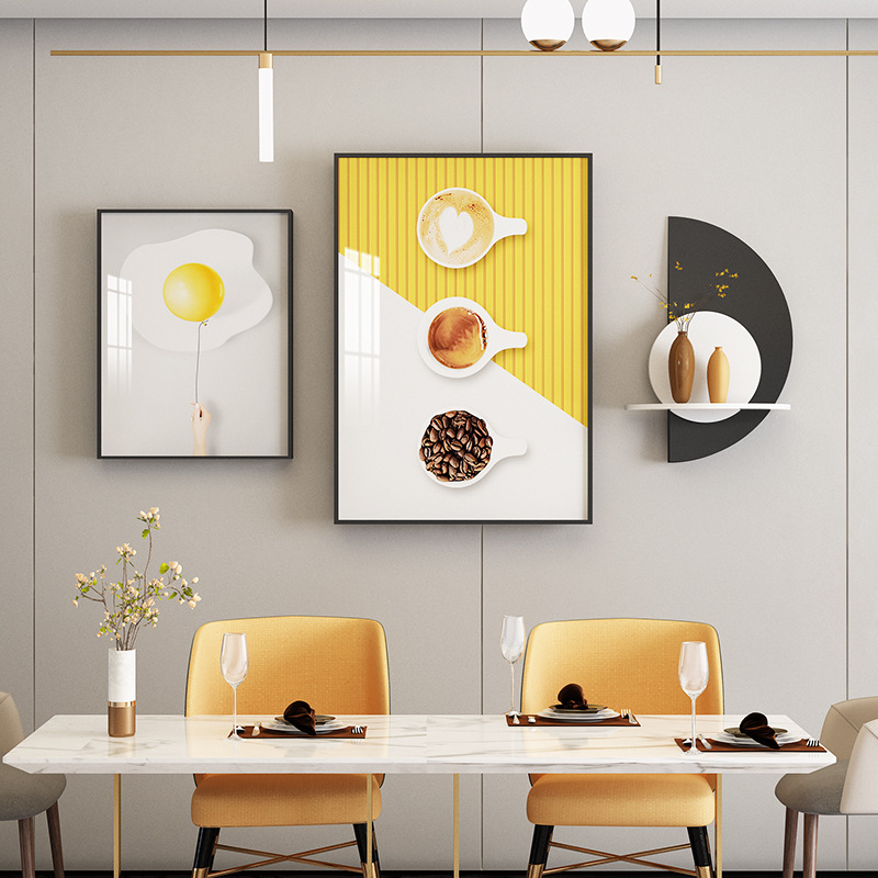 现代简约小款餐厅装饰画壁画组合铝合金画走廊墙上壁饰艺术挂画