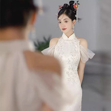新中式晨袍女回门服新娘订婚礼服高端轻奢小众改良旗袍宴会连衣裙