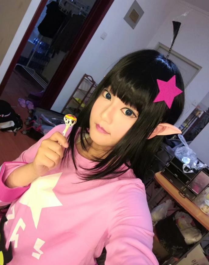 凯莉cosplay假发 凹凸世界cos假毛 黑色长直呆毛长鬓角