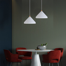 YIVVOK现代简约木艺铝材三角锥形吊灯黑白单头咖啡厅吧台书房灯具