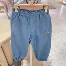 现货韩版童装国内专柜外贸尾单女童薄款七分牛仔裤TKTJ232452A