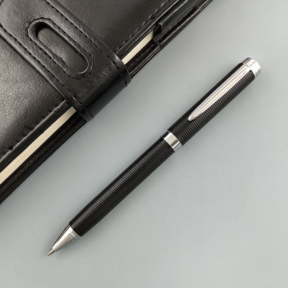 新款刻花小方格圆珠笔金属办公中油笔中性签名个人礼品笔-阿里巴巴