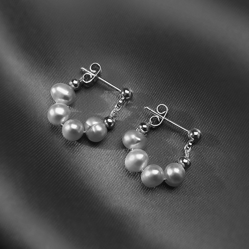 Beaded Stud Earrings Special-Interest Design Sense One Two Wear Retro Ear Rings Baroque Pearl Earrings Sweet Wholesale
