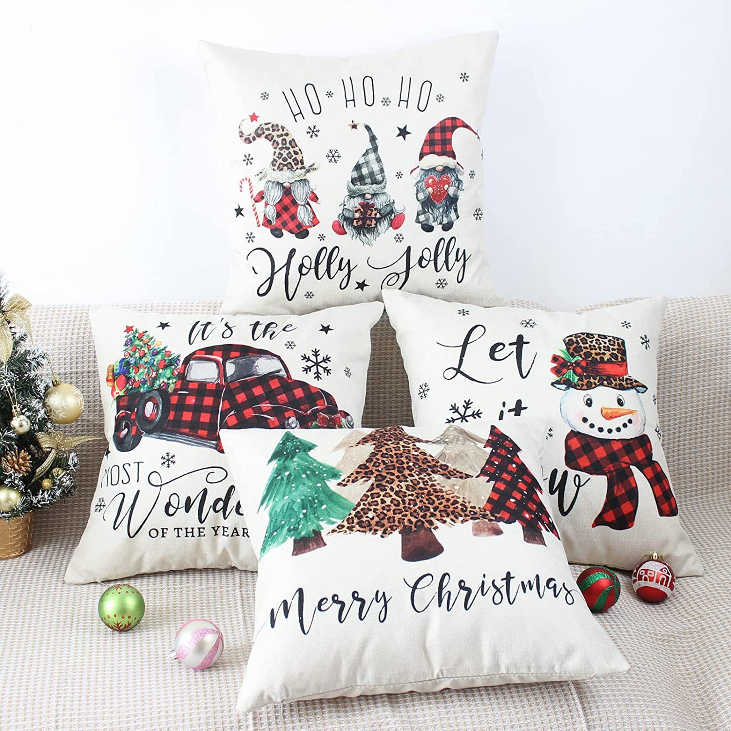 2023 Amazon New Pillow Letter Christmas Pillow Nordic Simple Cushion Linen Printing Bedside Cushion