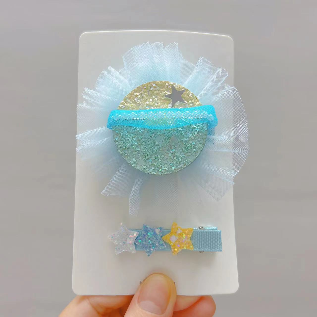 两件套可爱发夹发卡珍珠星空侧边夹女孩快乐星球碎发夹网红发饰品