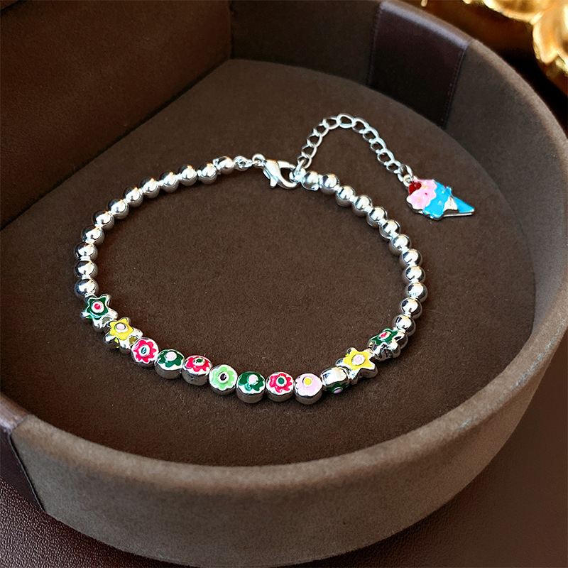 Colorful Oil Necklace Flower Ball Bracelet Personalized Minority Design Bracelet Simple All-Match Jewelry Women's Wholesale