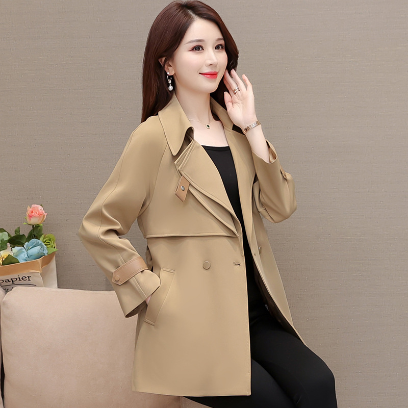 年轻妈妈春装时尚短款风衣外套中老年女装春秋百搭洋气气质上衣服