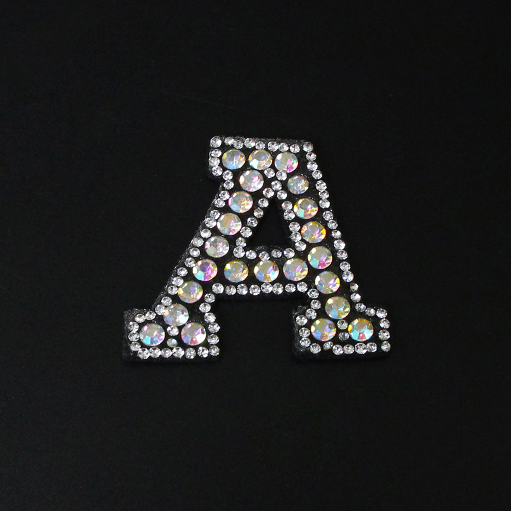 多色可选 26个烫钻英文字母布贴套装 手工服饰包镶钻布贴装饰