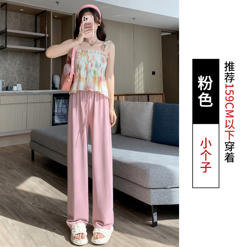 Ice Silk Wide-Leg Pants Women's Summer New Loose Straight Casual Draping Ins Korean Versatile Slimming Sun Protective Long Pants