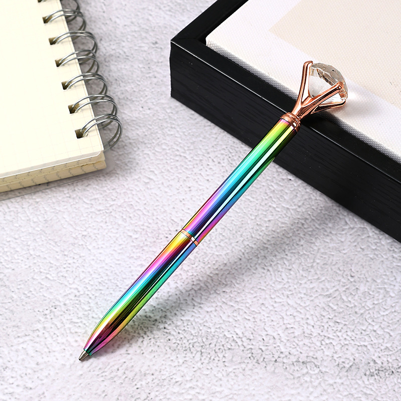 New Large Rhinestone Pen Large Diamond Metal Ball Point Pen Colorful Pen Holder Large Rhinestone Pen Rotating Metal Pen Gift Pen