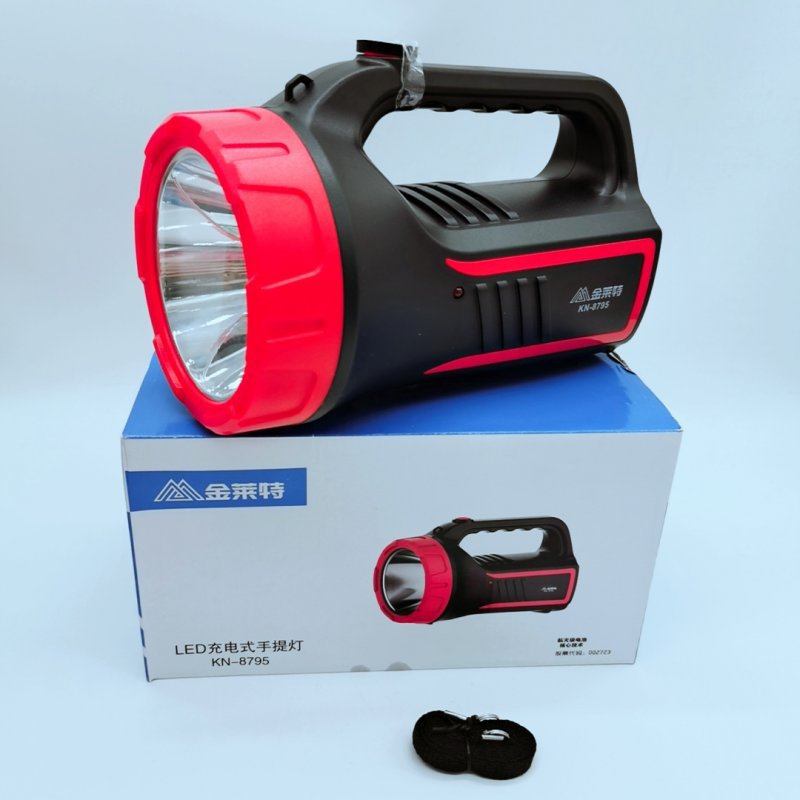 金莱特kn-8795 探照灯led充电手提式手电筒 家用 户外 巡逻手电筒