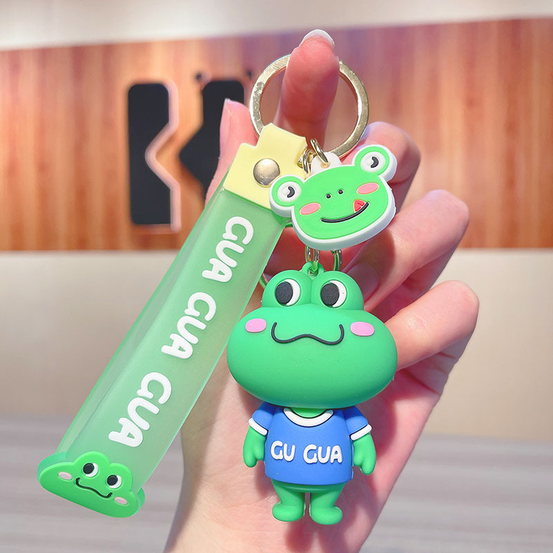 New Ins Cute Frog Keychain Cartoon PVC Doll Bag Package Pendant Car Key Ring Gift Wholesale