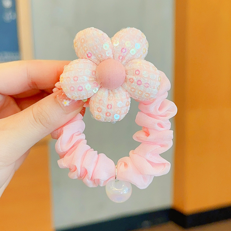 Little Girl Flower Small Intestine Hair Ring Girl Hair Band Does Not Hurt Hair High Elastic Hair Bands Cute Children's Hair Accessories