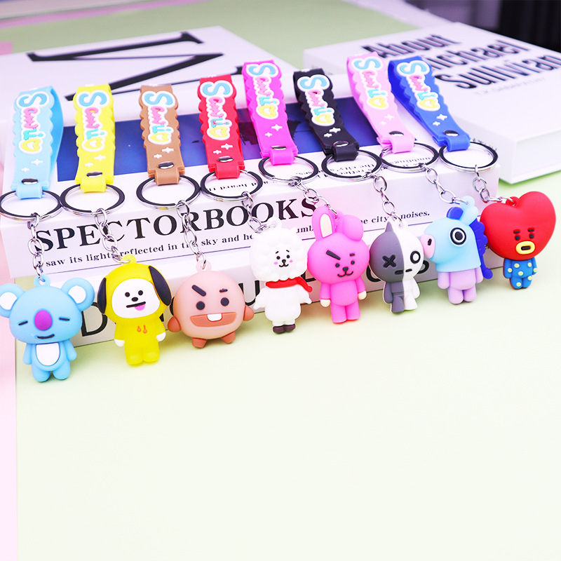 New Cartoon Animal Series Keychain Cute Korean Youth League Three-Dimensional Little Doll Soft Rubber Accessories Small Gift