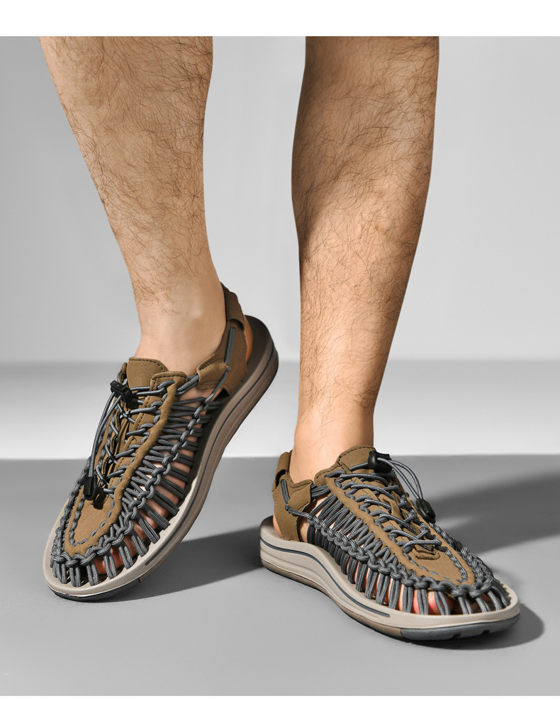 外贸多色大码夏季男士户外沙滩鞋个性绑带潮搭迷彩情侣潮凉鞋批发