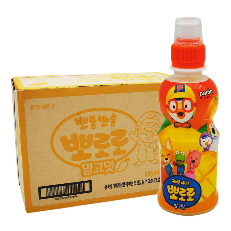 韩国进口食品啵乐乐宝露露芒果味235ml*24瓶儿童果味饮料整箱包装