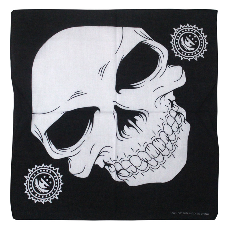 欧美户外骑行街舞说唱纯棉大鬼头活性印花嘻哈街头户外包头巾方巾
