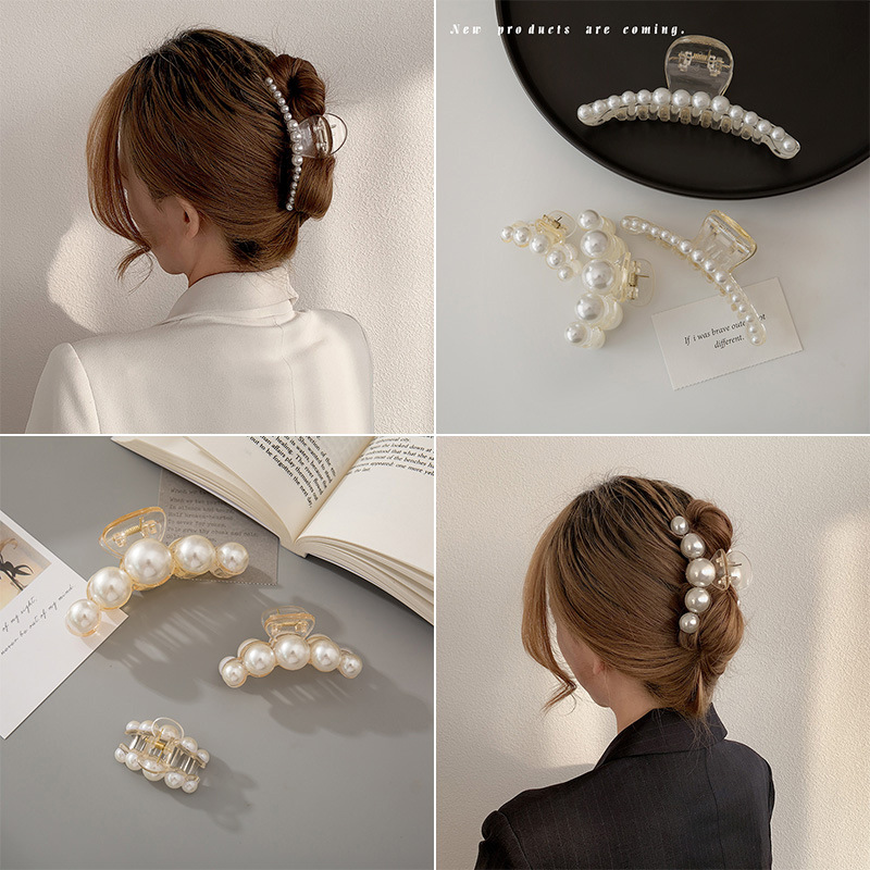 New Elegant Pearl Hair Clip Back Head Large and Small Hair Clip Korean Temperament Hairpin Hair Clip Hair Accessories Headdress