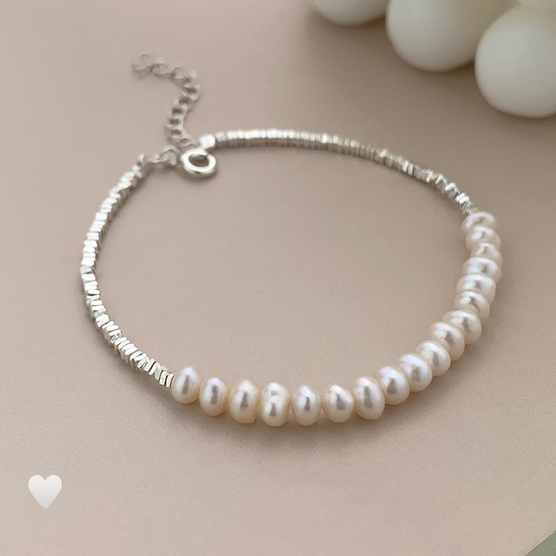 Women's Silver Baroque Pearl Bracelet Light Luxury Minority Exquisite High-Grade Internet Celebrity Bead Bracelets Bracelet