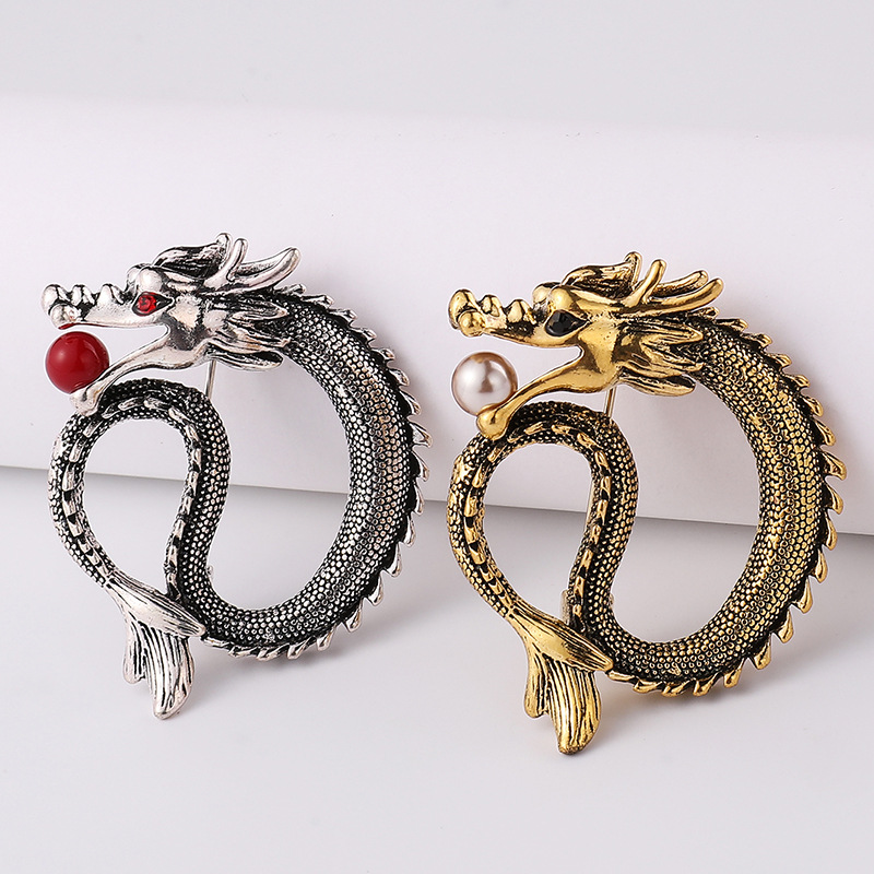 新款复古龙胸针高档送礼生肖龙胸花男女百搭西装外套装饰别针饰品