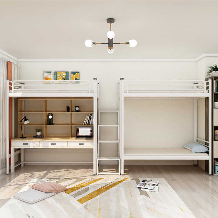 公寓床两二联连体三人位上下铺员工宿舍寝室爬步梯上床下书桌衣柜