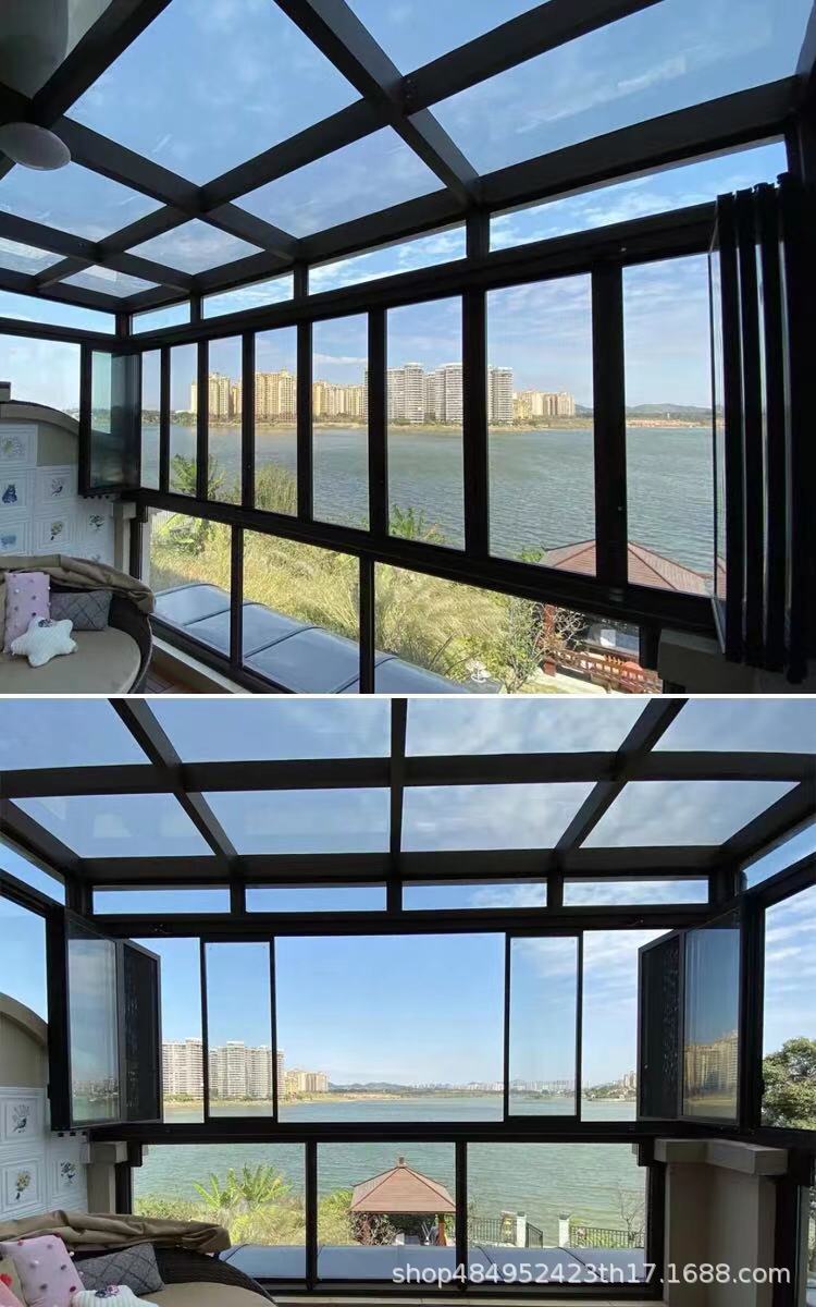 全景封阳台全景有框无框折叠窗铝合金钢化玻璃落地窗推拉全开窗户