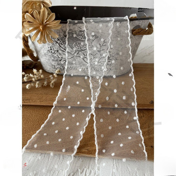 米白色波点蕾丝花边辅料狗牙勾边手工材料蝴蝶结肩带丝带布条
