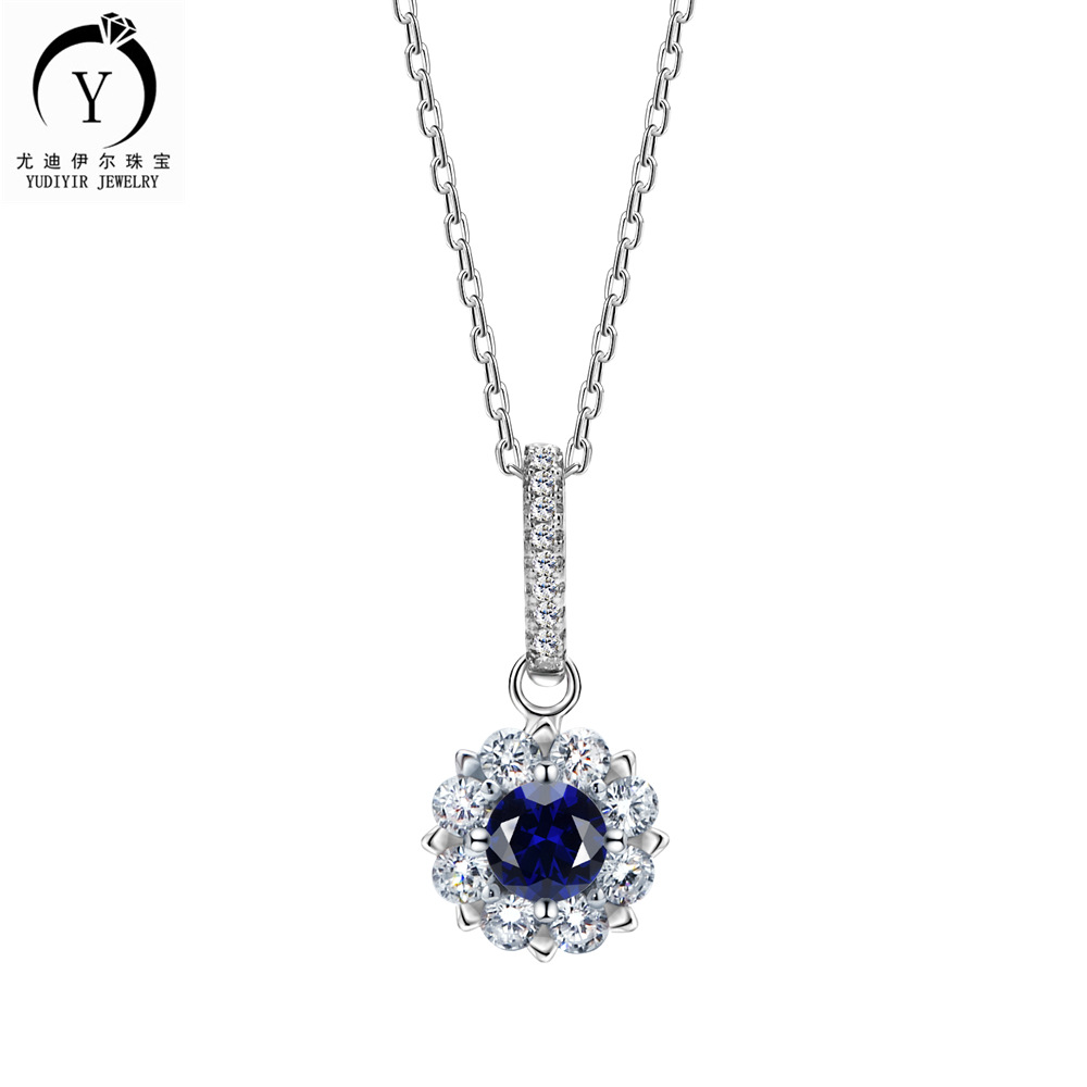 2024春季新款雪花项链女s925银彩色锆石吊坠欧美跨境爆款批发首饰