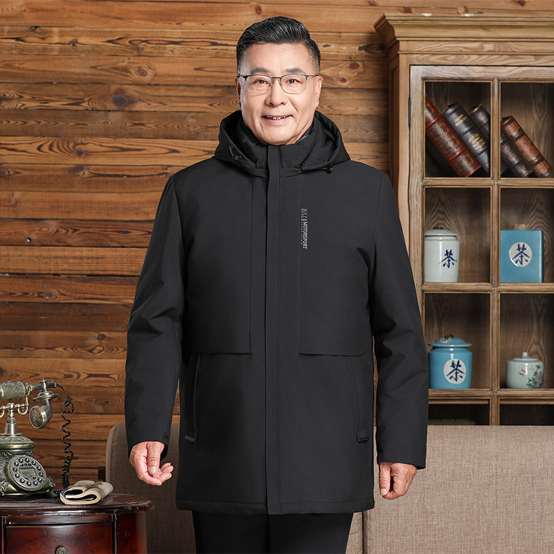 [Goose down] Dad's down Jacket Men's Coat Winter Three-in-One Detachable Liner Thickening Middle-Aged and Elderly Men's Clothing