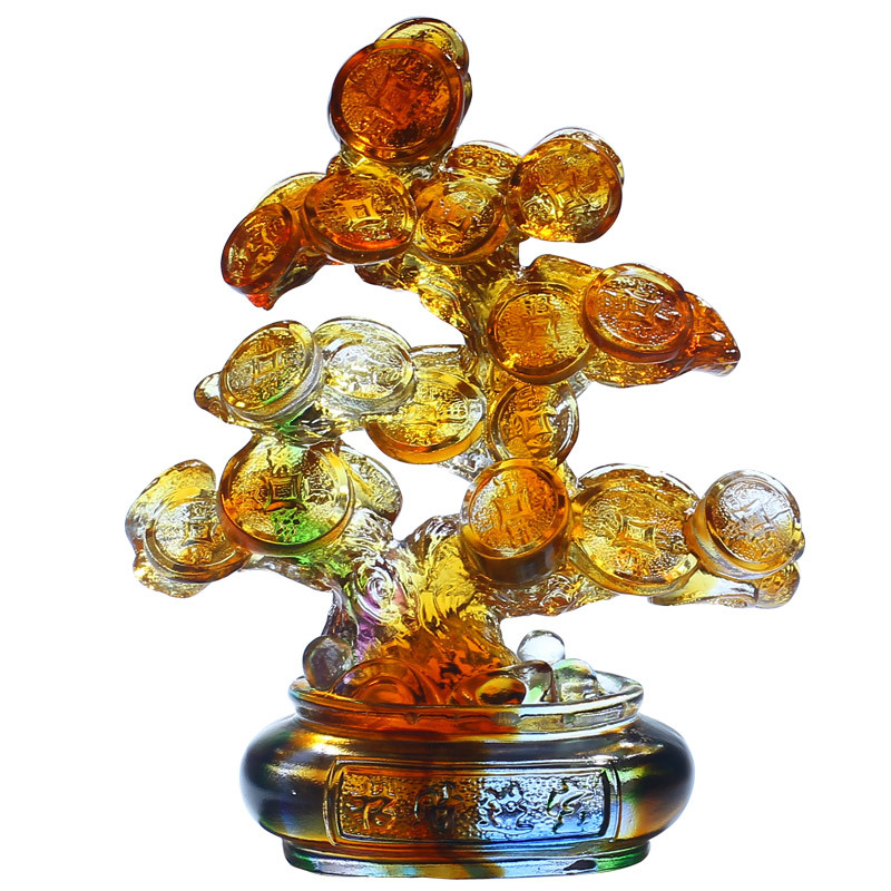 琉璃工艺品发财树家居办公摆件摇钱树朋友开店开业送礼物创意送人