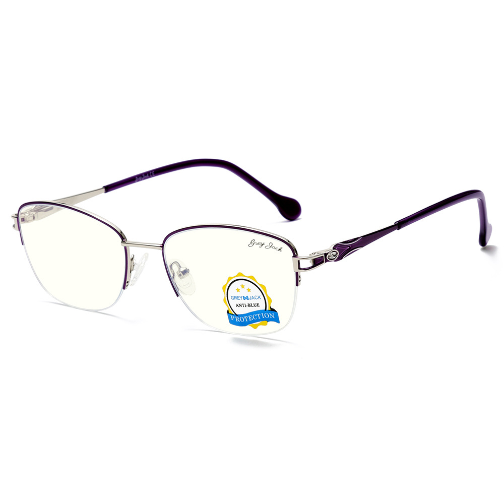 新款金属半框镶钻平光镜简约框架眼镜防蓝光防紫外线眼镜架5143