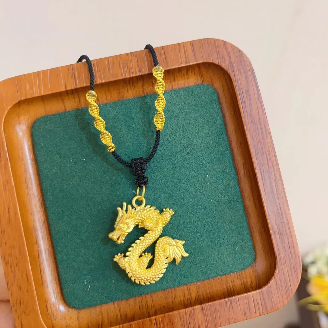 黄金9993d硬金生肖龙吊坠男士项链属龙挂坠送老公送男友生日礼物