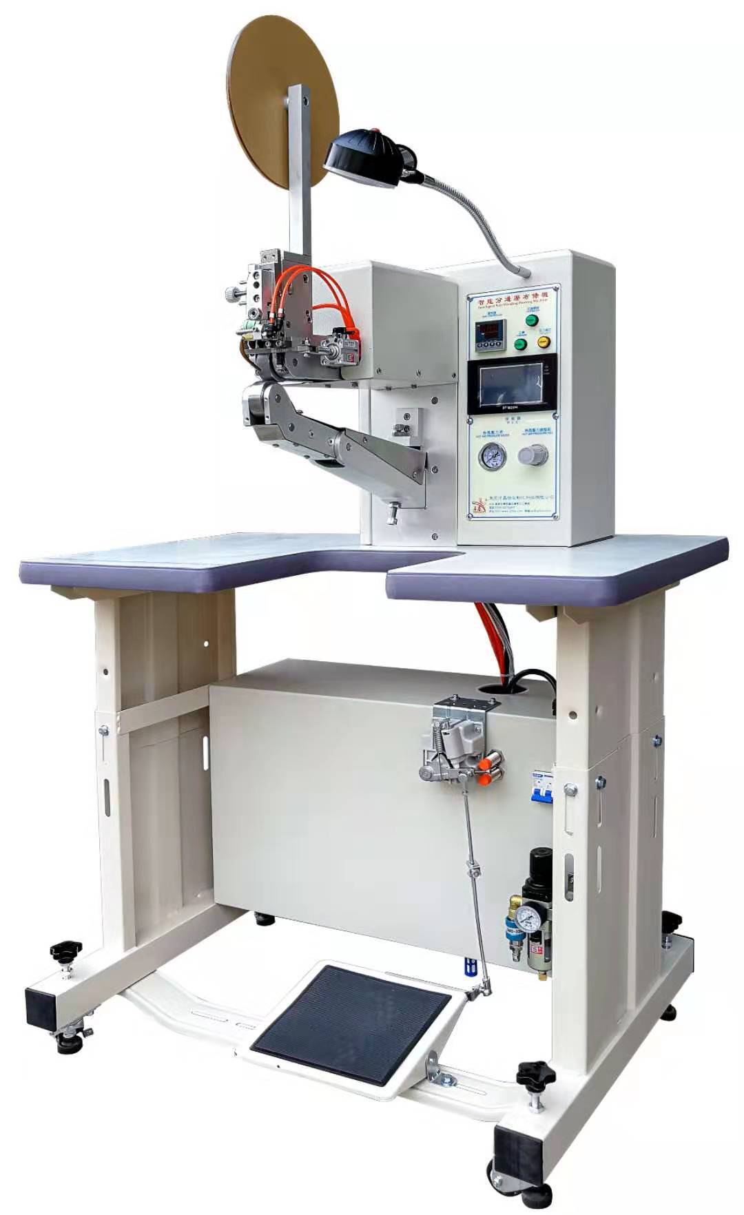qc-850tx 鞋厂捶平分边涂胶压布条机 鞋厂鞋跟机械压布条机