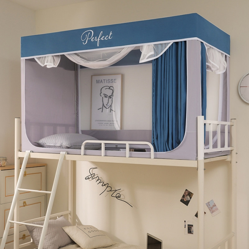 New Student Dormitory Bunk Bed Mosquito Net Shading Cloth + Dust-Proof Integrated Tent Cloth Sliding Curtain 0.9 Bed Curtain with Bracket