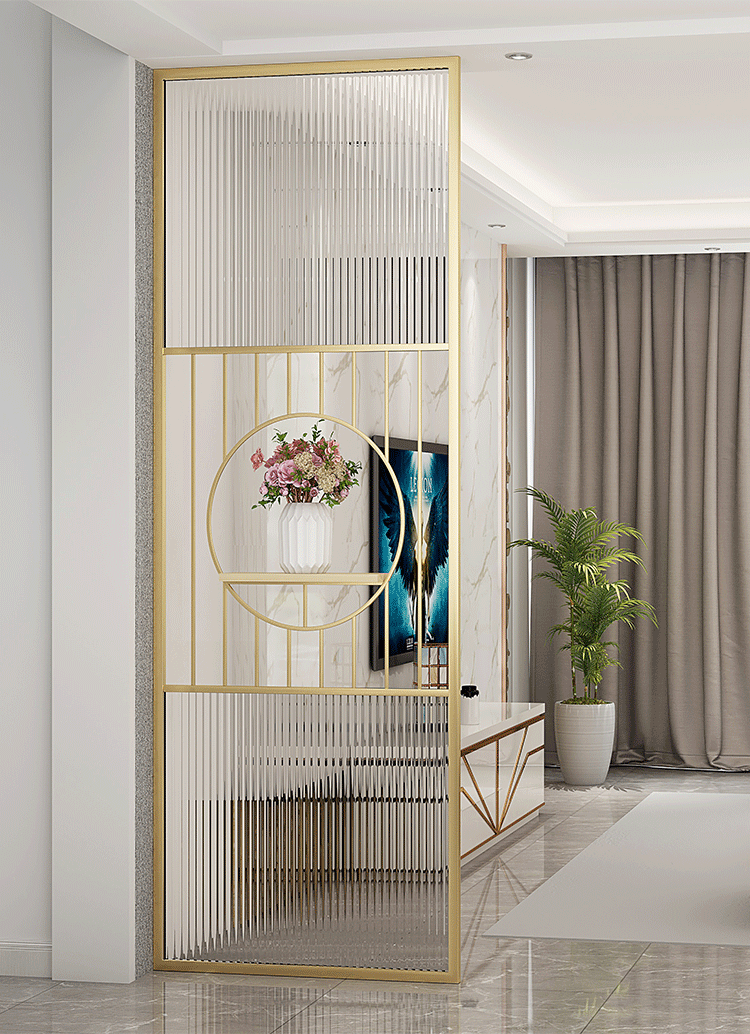 北欧轻奢铁艺玻璃屏风套房入户玄关网红墙餐厅浴室洗手台边墙隔断