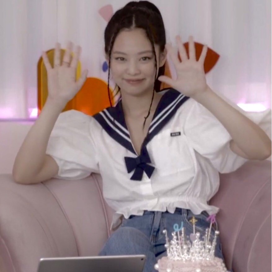 金智妮jennie同款海军领泡泡袖蝴蝶结短袖衬衫学院风jk衬衣制服女