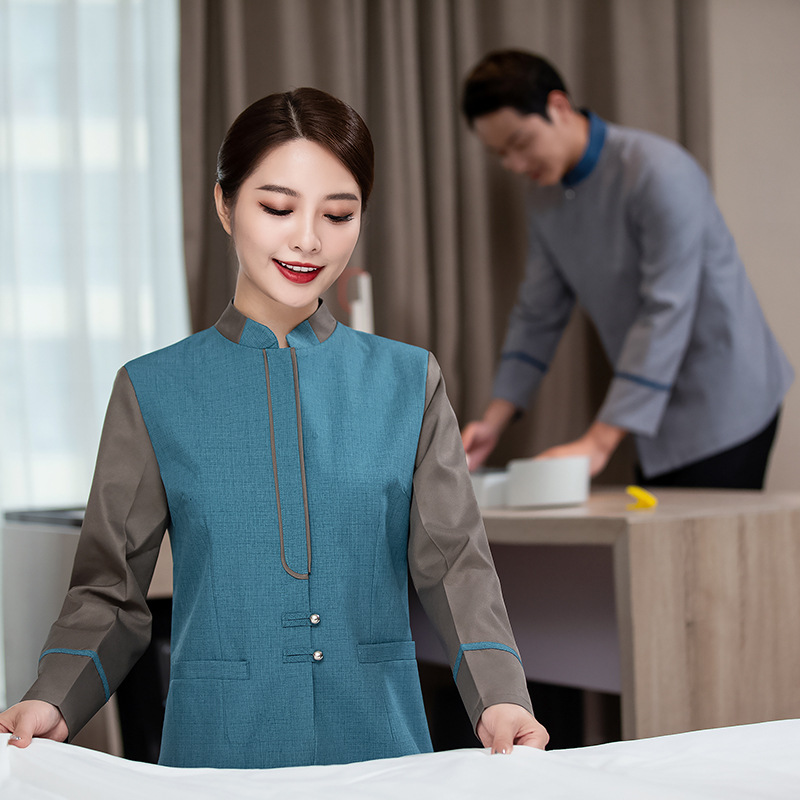 保洁工作服长袖套装酒店客房服务员宾馆楼层清洁工物业保洁阿姨女