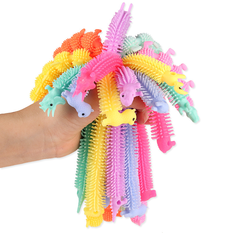 跨境拉拉乐手环 外贸发泄玩具减压弹力软胶毛毛虫创意面条拉力绳